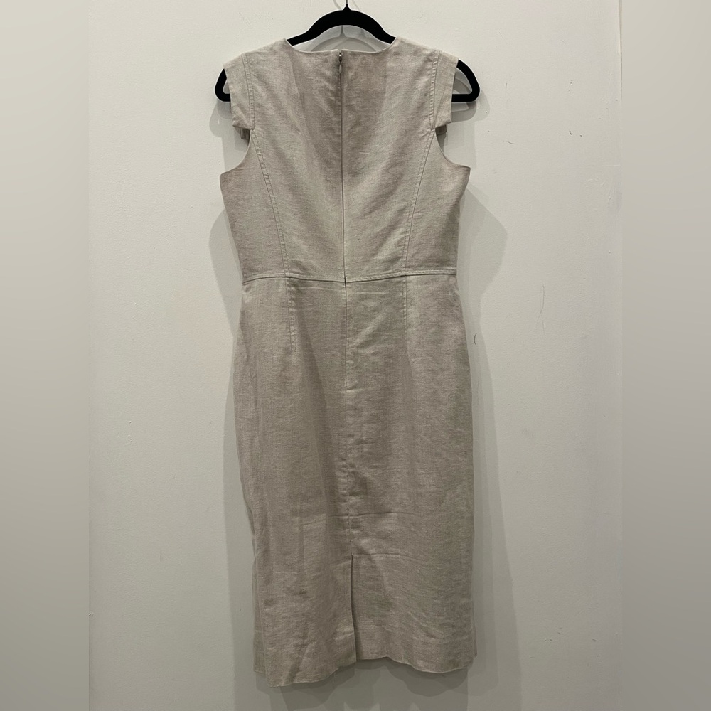 J. Crew Linen Size 6 Beige Resume Dress Career Work Minimalist - Picture 2 of 9